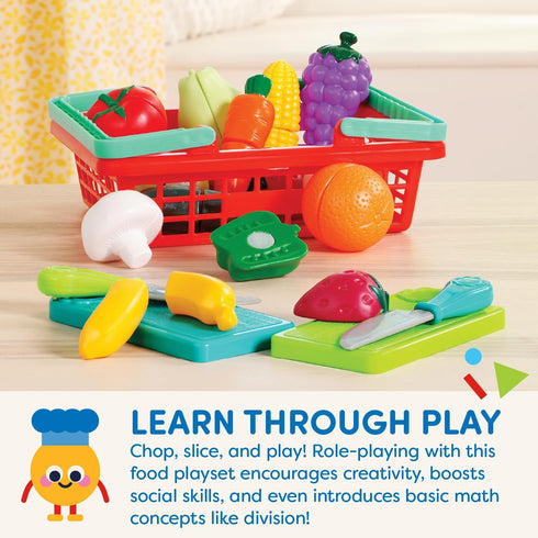 2+ Battat Play Food Toy for Kids Cooking Chef Role Play Toys Pretend Farmers Market Produce Basket Toddler Pretend