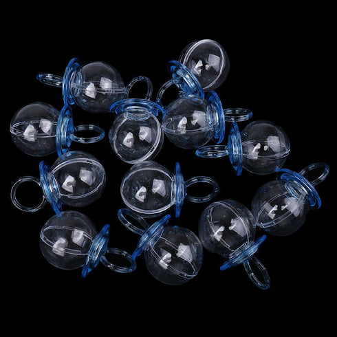 Milageto Pack 12 of Fillable Candy Bottles Pacifier Shaped Baby Favors Blue/Pink, Blue