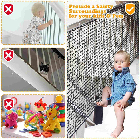 Balcony Netting for Pets,Apartment,Stair,Trampoline,Playground,Child Safety Rope Net,Driveway Net for Kids Safety,Baseball Softball Net Sports Netting (3.3ft×6.6ft, Black)
