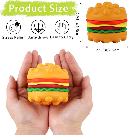 Anboor Pop Fidget Toys, 3D Silicone Hambergur Push Bubbles Sensory Toy for Kids Adults, Anxiety Stress Relief