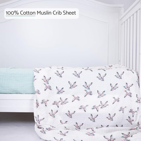 2 Pack, 52 28 inches 100% LollyBanks Muslin Crib Sheets Soft and Breathable Baby Crib Sheets for Standard x Mattress
