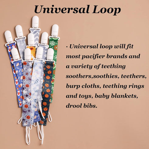 Christmas Pacifier Clips, 6 Pack Binkie Paci Holder for Most Pacifiers, Teethers & Toys, Xmas Gift (Snowman, Snowflake)