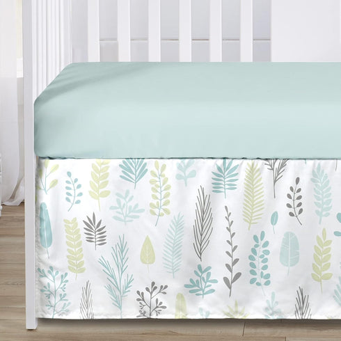 Set 4 Sweet Jojo Designs Blue and Grey Jungle Sloth Leaf Baby Unisex Boy or Girl Nursery Crib Bedding - Pieces
