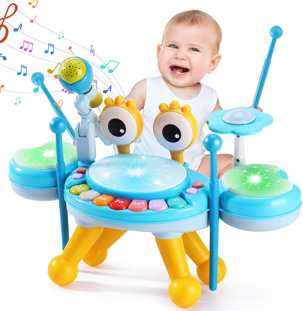 Drum Set for Toddlers 1-3, Toddlers Drum Set for 1-3 with Light