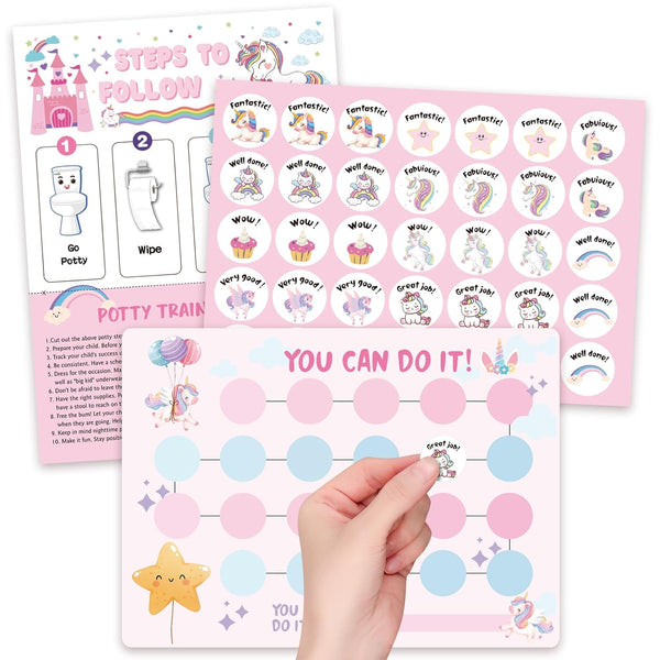 Unicorn Potty Training Chart for Toddler Girls - Potty Training Sticker Chart