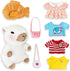 Capybara Plush Toy with 7 Pcs Clothes & Accessories, Cute Stuffed Animal with Outfits (white)