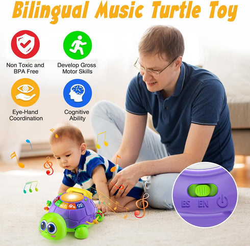 6-12 Tummy 12-18 3-6 4 5 7 8 9-12 INNOSKY Baby Toys Months, Musical Turtle Crawling Time Development Light up Infant