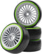 4Pack ShareGoo 1/10 RC Drift Car Tires, Plastic Tyres and 12mm Hex Hard Plastic Wheel Rims for Traxxas HSP Tamiya