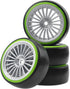4Pack ShareGoo 1/10 RC Drift Car Tires, Plastic Tyres and 12mm Hex Hard Plastic Wheel Rims for Traxxas HSP Tamiya