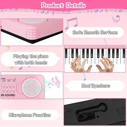 37 3-8 Kids Toddler Toy Piano Keyboard - Key Pianos for Kid Music Toys Instruments with Microphone | Unlock Musical