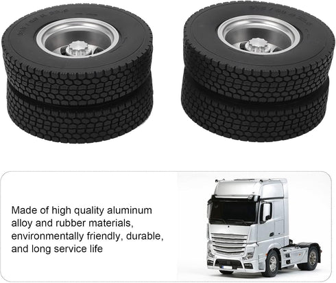 VGEBY 2pcs RC Rear Tires for 1/14 Trailer Truck, Strong Cushioning Performance, 7Mm RC Wheels and Tires