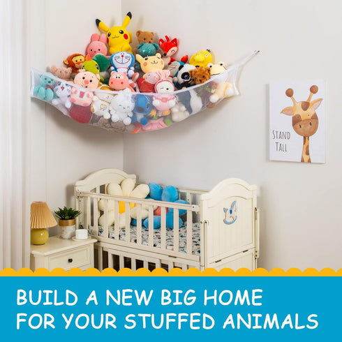 Large Stuffed Animal Net Hammock - Toy Organizer for Plushies Hanging Holder for Organizing Teddy and Squishmallow