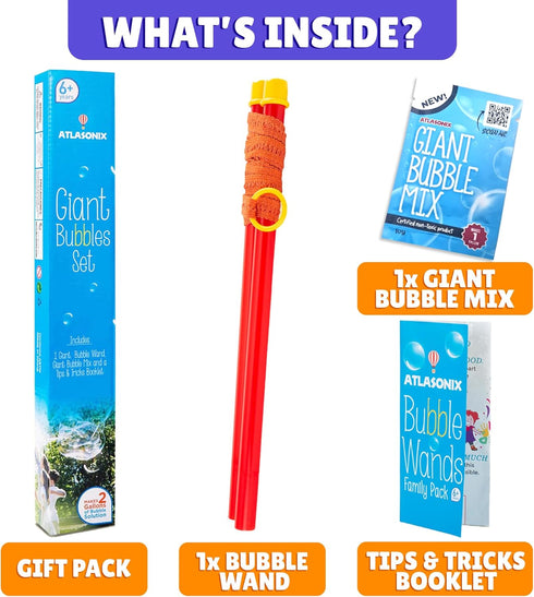 Giant Bubble Wand Bubbles for Kids Big Bubble Wand Huge Rope 1 Pack with Bubble Solution Powder