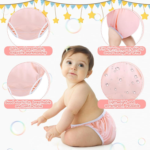 Cozypower 10 Pairs Waterproof Plastic Pants for Toddlers Reusable Plastic Diaper Covers Potty Training Underwear