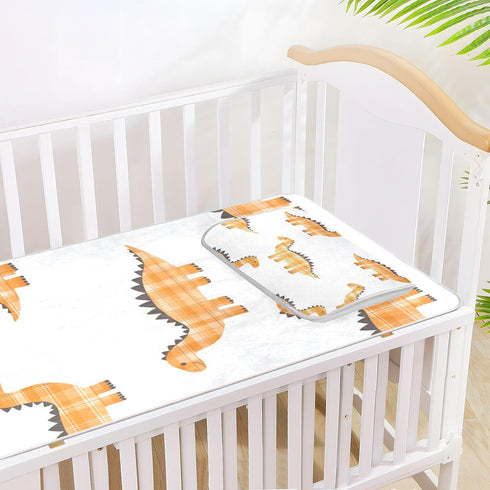 SyXIOP 28" 52" Orange Plaid Cute Dino Cooling Baby Crib Mattress x Breathable Crib Padding for Baby&Toddler