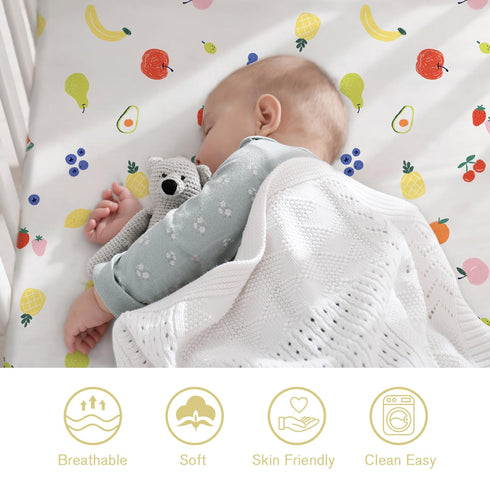 2 Pack Set, Little Grape Land Crib Sheets for Boys and Girls, Baby Neutral Crib Fitted Sheets for Standard Crib