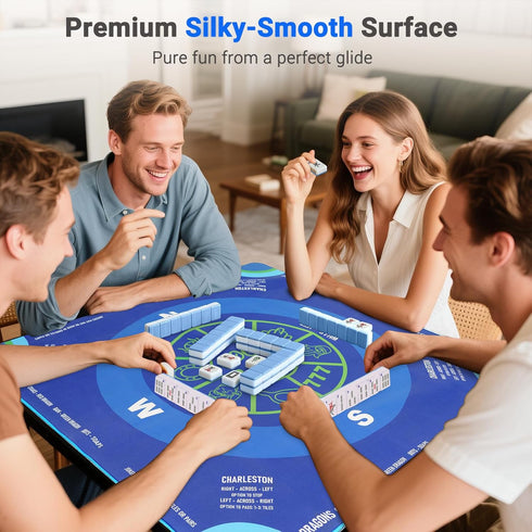32.4" 32.4" Mahjong Mat for Table with Carrying Bag, x Non-Slip Neoprene Mahjong Mat with Rules, Noise-Reducing Gaming