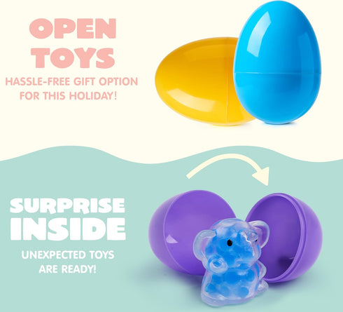 24 JOYIN Pcs Easter Prefilled Eggs with Mochi Squishy Toy, Squeeze Toy Fillers for Easter Egg Hunt, Basket Stuffers