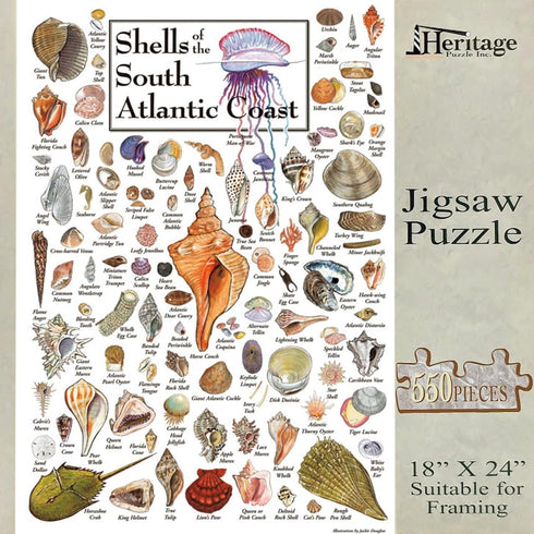 550 18" 24" Heritage Puzzle - Shells of The South Atlantic Coast by John & Jackie Leatherbury Douglass Piece Puzzles