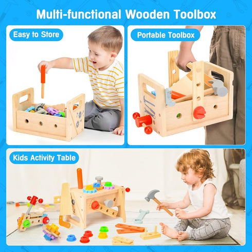 Hieoby Set 2 3 4 5 29Pcs 2 2-4 1-3 Wooden Tool for Kids Year Old, Educational STEM Toys Toddler Montessori Toys