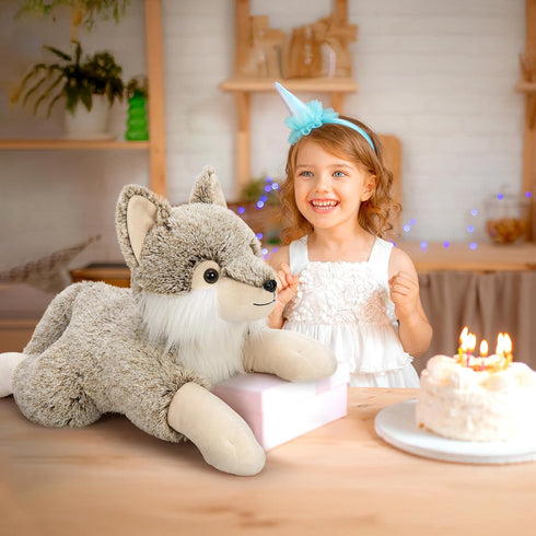 30", BENINY Giant Wolf Stuffed Animal Super Soft Pillow Plush Toy, Big Fluffy Plushie Gift for Birthdays & Christmas