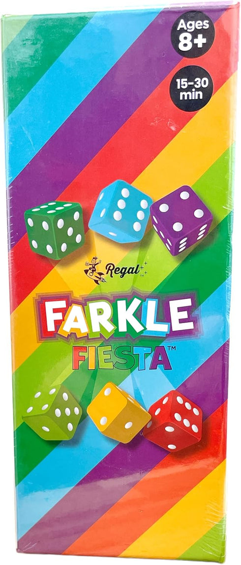 6 Sets, 6 20 2-4 8+) Regal Games - Farkle Fiesta Classic Dice Game w/ Colored Dice Convenient Dice Cups for Easy