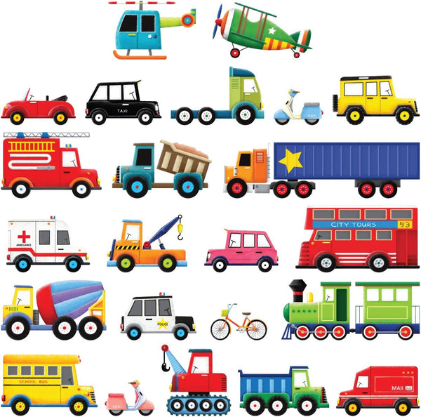 DECOWALL DS4-8004 Transports Kids Wall Stickers - Peel and Stick Removable Decals for Nursery, Bedroom, Living Room
