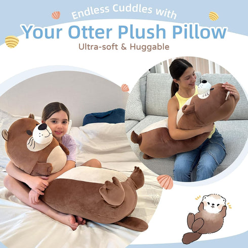 Pillow,39.5" Tezituor Long Otter Plush Giant Otter Stuffed Animal Soft Cuddly Sea Otter Long Body Pillow Sleeping