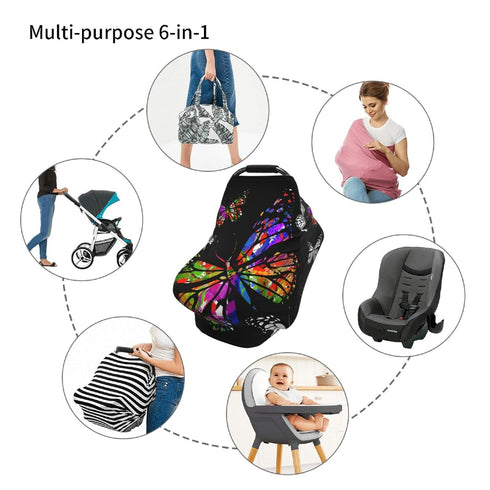 Schgap Butterflies Car Seat Covers Canopy for Baby, Soft Stroller Cover Nursing Cover Breastfeeding Baby Carrier Covers