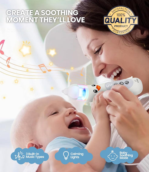 Seremum 5 Nasal Aspirator for Baby Electric Nose Cleaner and Booger Sucker with LED Light and Music, Gentle Suction