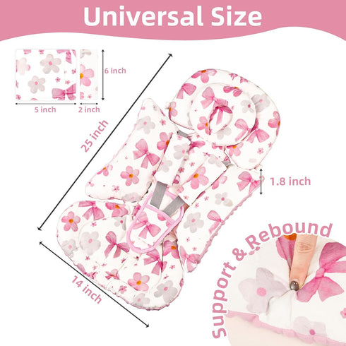 Hooyax Infant Car Seat Insert with Removable Head Support, Dual-Sided Baby Car Seat Cushion for Preemies & Newborns