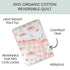 HonestBaby Quilted Baby Blankets Reversible Organic Cotton for Infant Boys, Girls, Unisex, Strawberry Pink Floral, One Size by HonestBaby