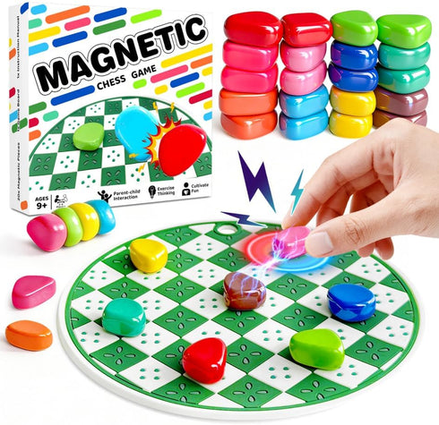 Oriventa 2-in-1 Magnetic Chess Game with Silicone Board & String, 20 Colorful Magnetic