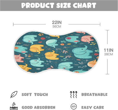 Bulletgxll Set 4, Vintage Elephants Unisex Baby Burp Cloths of Soft Absorbent Organic Cotton Muslin Burping Cloths
