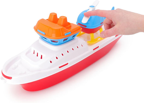 Toyland 17" 2+) Floating Tugboat Bathtub & Pool Toy for Toddlers Water Boat with Removable Helicopter, Durable
