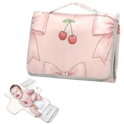 PaChyLuu Portable Baby Changing Pad - Pink Bows Waterproof Diaper Changing Mats for Baby Boys Girls, Lightweight