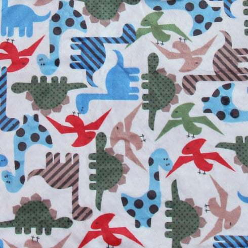 Unisex Baby Reversible Minky Dot Stroller Blanket, Choose Color (Dinosaurs/Grey)