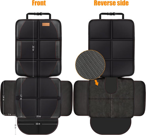 Car Seat Protector, 2 Pack, Thickest Padded 600D Fabric, Waterproof, Durable, Anti Slip Backing for Child Seat