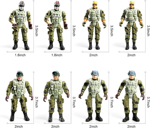 HOSPONY 58-in-1 4-7 6-8 8-12, Army Men Toys for Boys Military Truck/Helicopter/Kayak Boat/Motorcycle/Army Men Action