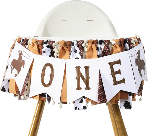 TUTOTU My First Rodeo High Chair Banner - Cowboy One Birthday Party Decorations