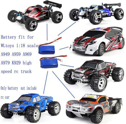 Blomiky 2 Pack 8.14Wh 7.4V 1100mAh Li-ion-Po Battery with JST Plug for Wltoys RC Truck Cars