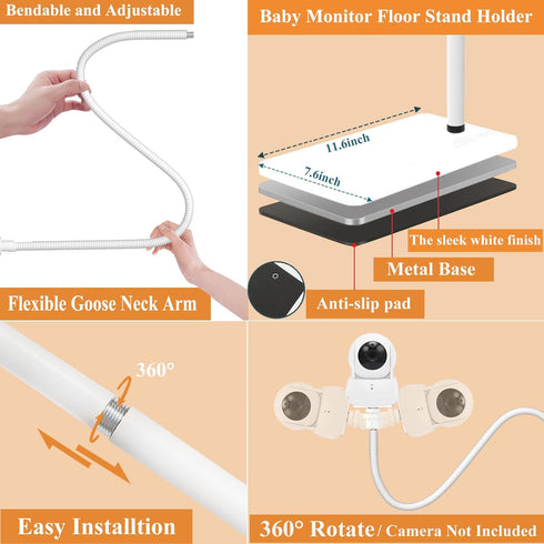 Derebir Pro/I/Momcozy/iFamily/OKAIDI/Blemil IPC100/Infant Baby Monitor Camera Floor Stand Holder Mount Compatible