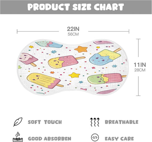 YETTASBIN Cartoon Popsicle Muslin Baby Burp Cloth, Super Soft Absorbent Cotton Burp Rag Baby Bibs Feeding Cloth