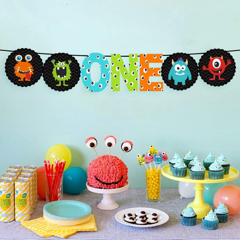 Monster Bash 1st Birthday Party Decorations, Little Monster High Chair Banner, Our Little Monster is Turning 1