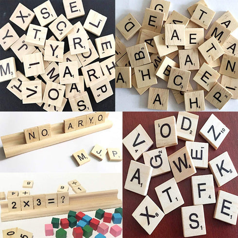 300PCS Wooden Tiles, Letters for Crafts, Alphabet Coasters Making