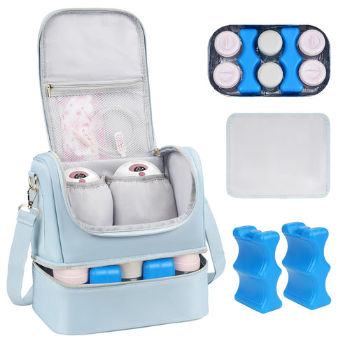 Jaffzora Wearable Breast Pump Bag with Cooler Compartment Fits for Willow/Eufy/Elvie/Momcozy M5/S12 Pro/Medela,
