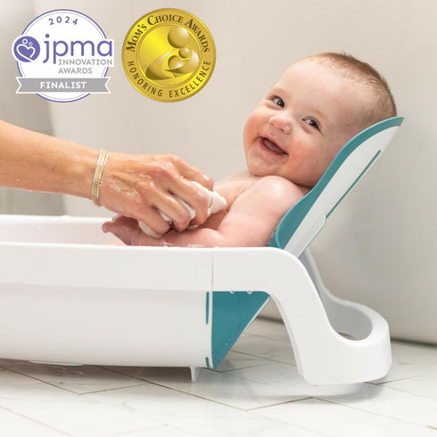 4-in-1 024 The First Years Reclining Baby Bathtub Grows-with-Baby Adjustable Bath Seat Multi-Position Backrest
