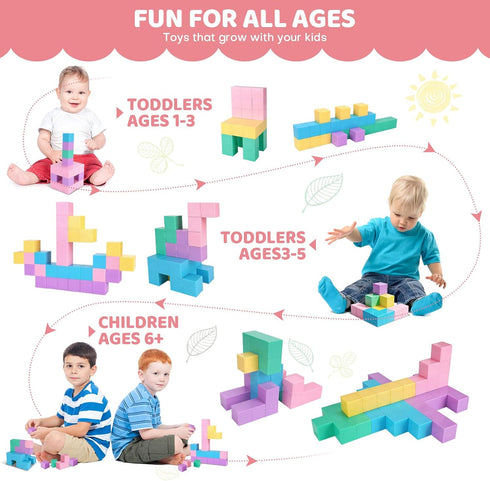 35 1.24" 3-5 PCS Large Magnetic Blocks for Toddlers - Magnetic Cube with Stickers, Magnet Blocks STEM Learning Sensory