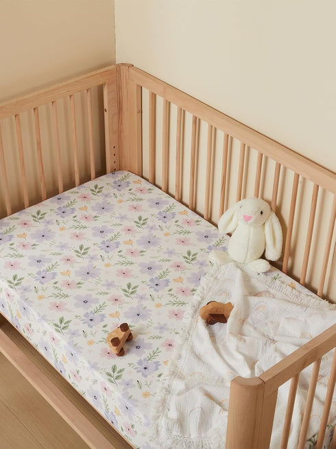 2 Pack 28x52in, TILLYOU Baby Crib Sheets for Boys Girls, Super Soft Toddler Bed Sheets, Sheets for Standard Crib