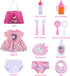 BABESIDE 13Pcs Baby Doll Clothes and Accessories for 17-20 Inch Dolls, Baby Doll Feeding and Care Set with Doll Clothes, Underwear, Bibs, Carry Bag, Magic Bottle for Reborn Baby Doll Girl Toy Gift